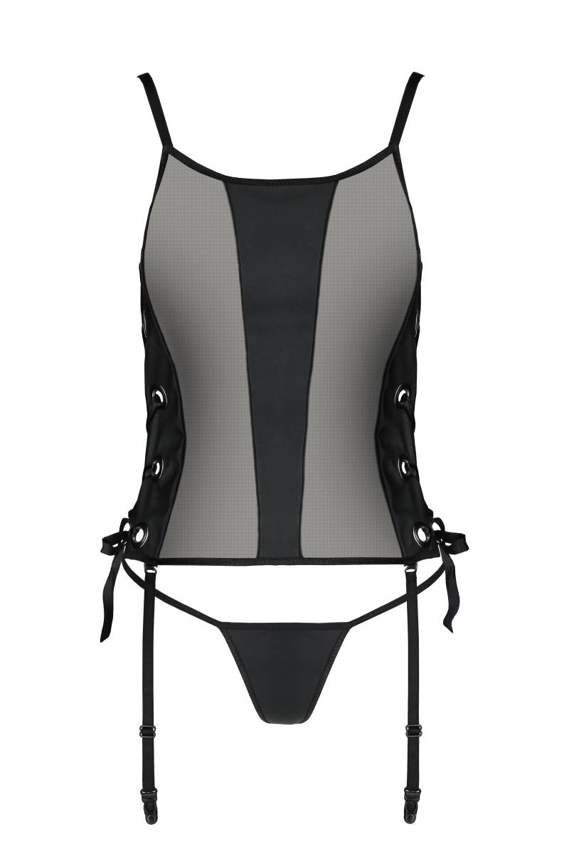 schwarzes Kunstleder Corset PA596228 - 2XL/3XL-4