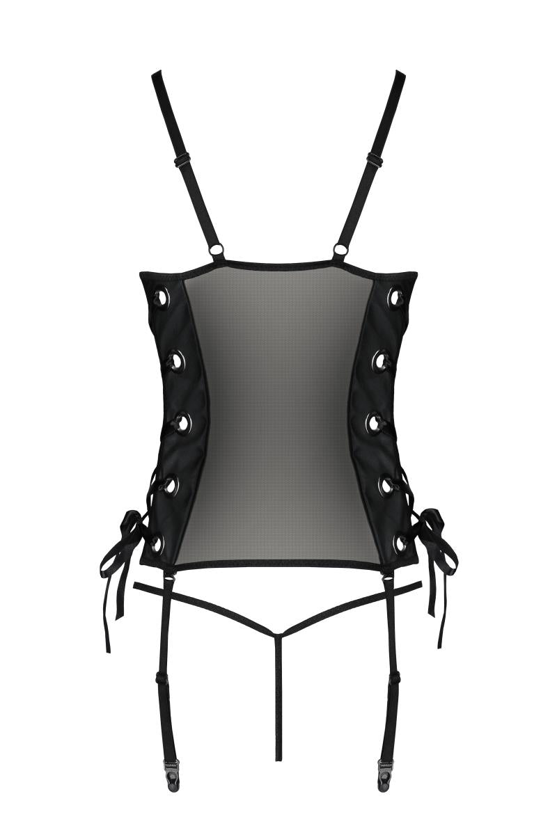 schwarzes Kunstleder Corset PA596228 - 2XL/3XL-5