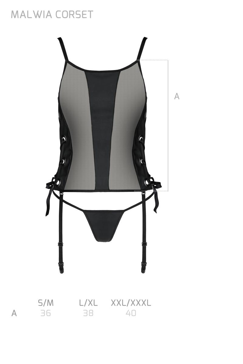 schwarzes Kunstleder Corset PA596228 - 2XL/3XL-6